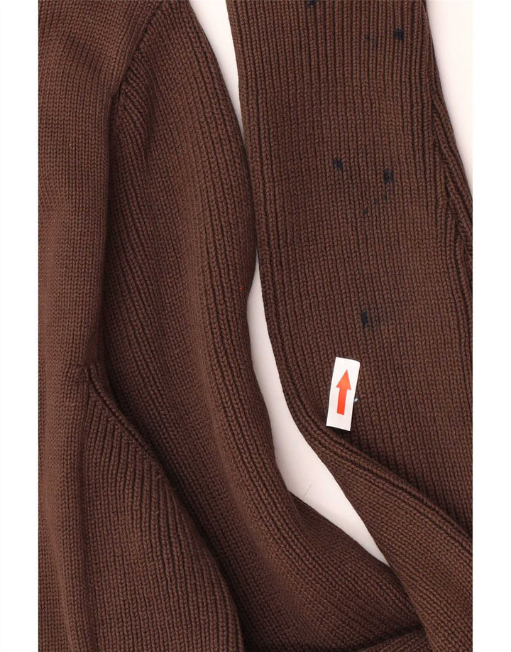 Zara Mens Cardigan Sweater Large Brown Cotton