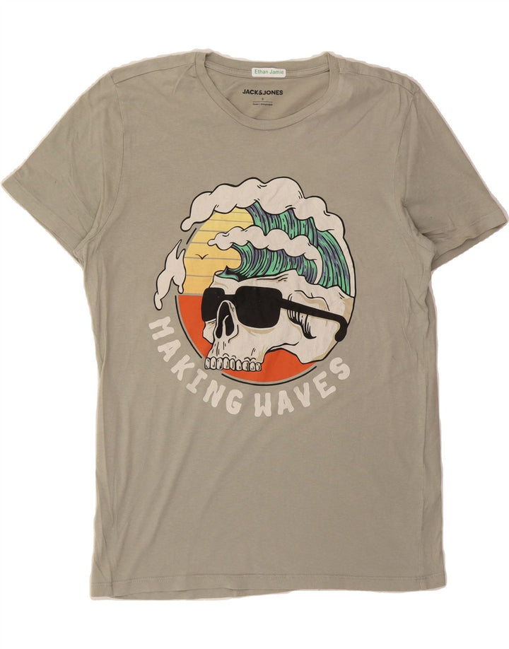 JACK & JONES Mens Graphic T-Shirt Top Small Grey Cotton Vintage Jack & Jones and Second-Hand Jack & Jones from Messina Hembry 