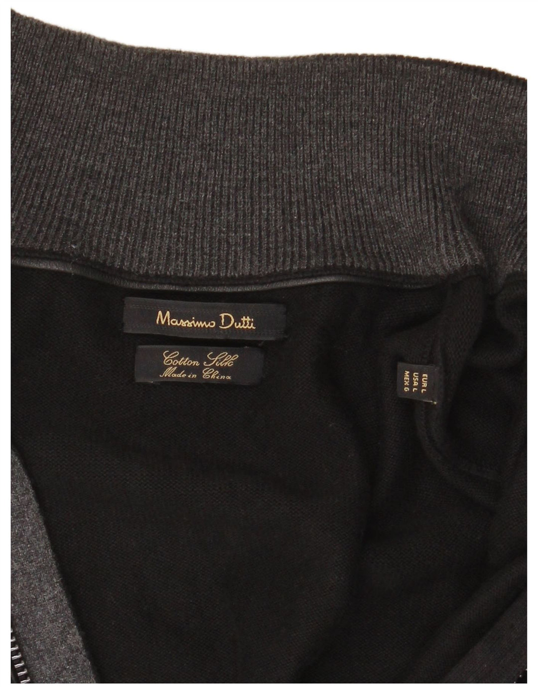 Massimo Dutti Herre Cardigan Sweater med fuld lynlås Stor sort bomuld