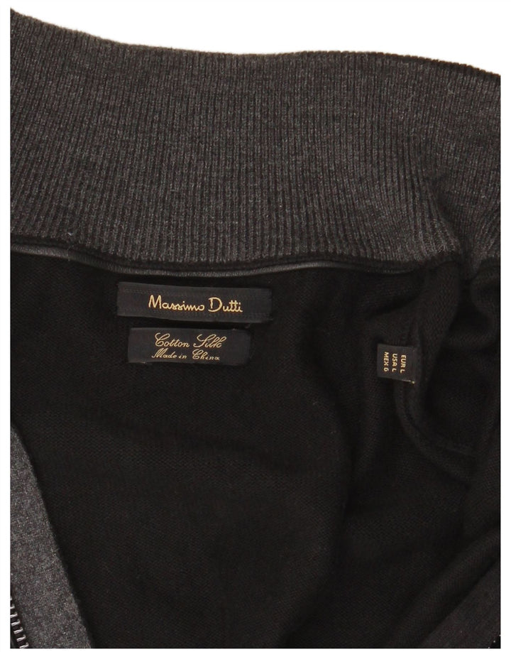 Massimo Dutti Herre Cardigan Sweater med fuld lynlås Stor sort bomuld