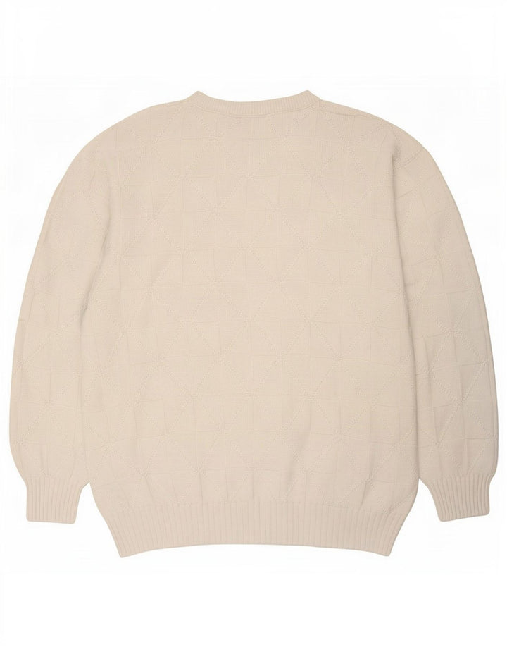 Vintage Mens Crew Neck Jumper Sweater XL White