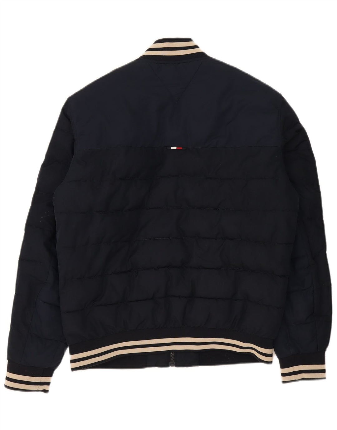 Jaqueta acolchoada masculina Tommy Hilfiger UK 38 poliéster azul marinho médio