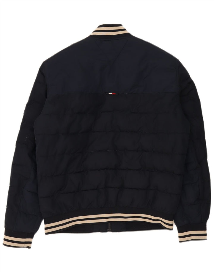 Jaqueta acolchoada masculina Tommy Hilfiger UK 38 poliéster azul marinho médio