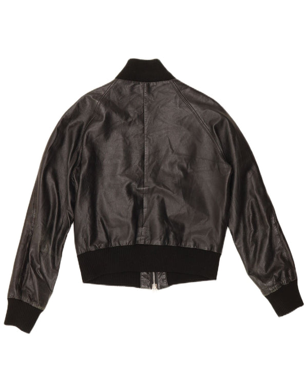 Sasch Damen Crop Lederjacke UK 14 Medium Schwarz