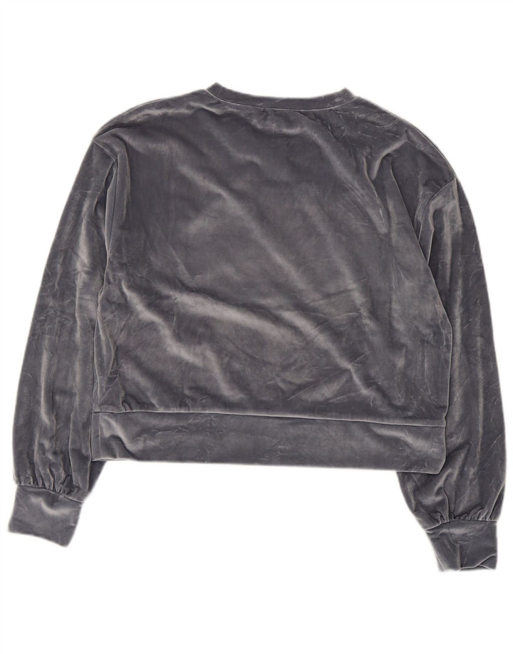 Zara Womens Crop Velour Oversized Sweatshirt Jumper UK 10 Small Grey