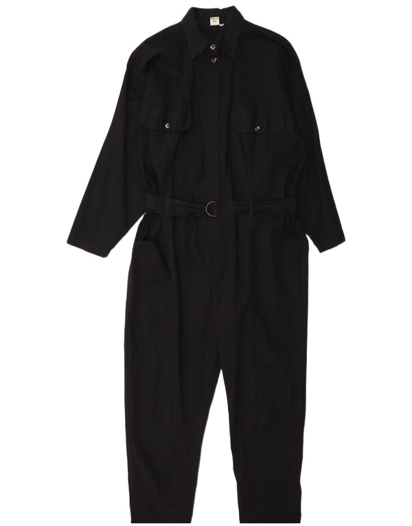 Vintage Womens Long Sleeve Jumpsuit IT 42 Medium Black Cotton