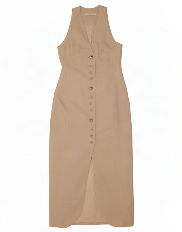Michelle Keegan Damen Ärmelloses Maxikleid UK 12 Medium Beige Polyester