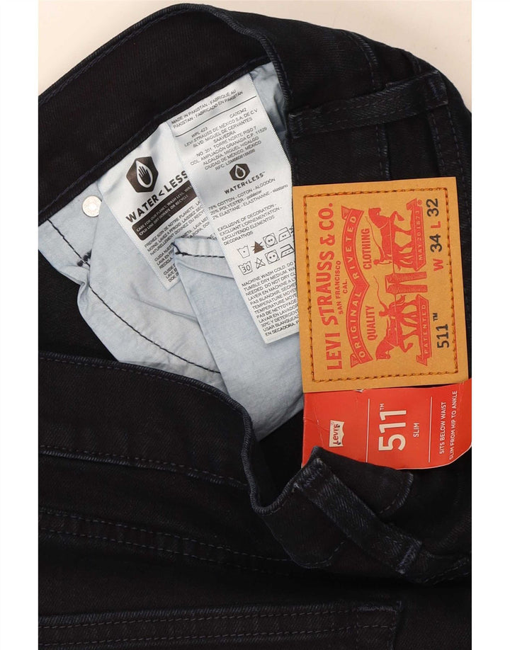 Levi's Womens 511 Slim Jeans W34 L28 Navy Blue Cotton
