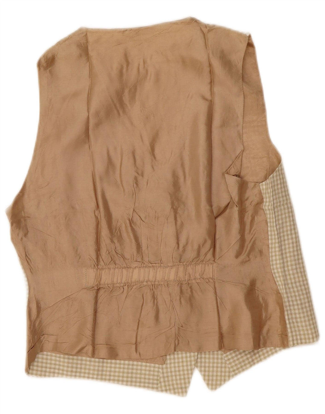 Vintage Womens Waistcoat UK 12 Medium Beige Gingham
