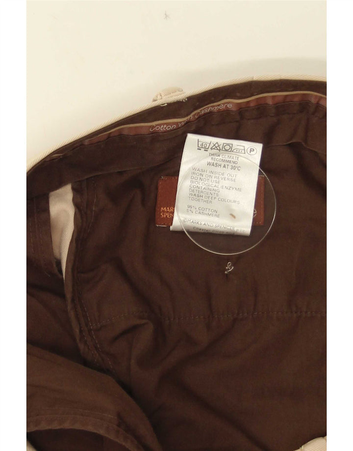 Marks & Spencer Mens Pegged Suit Trousers W40 L33 Beige Cotton
