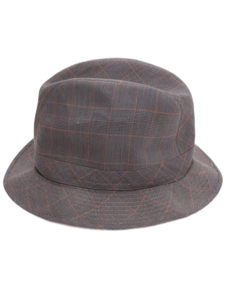 Cappello Fedora vintage da uomo grande classico a quadri grigi
