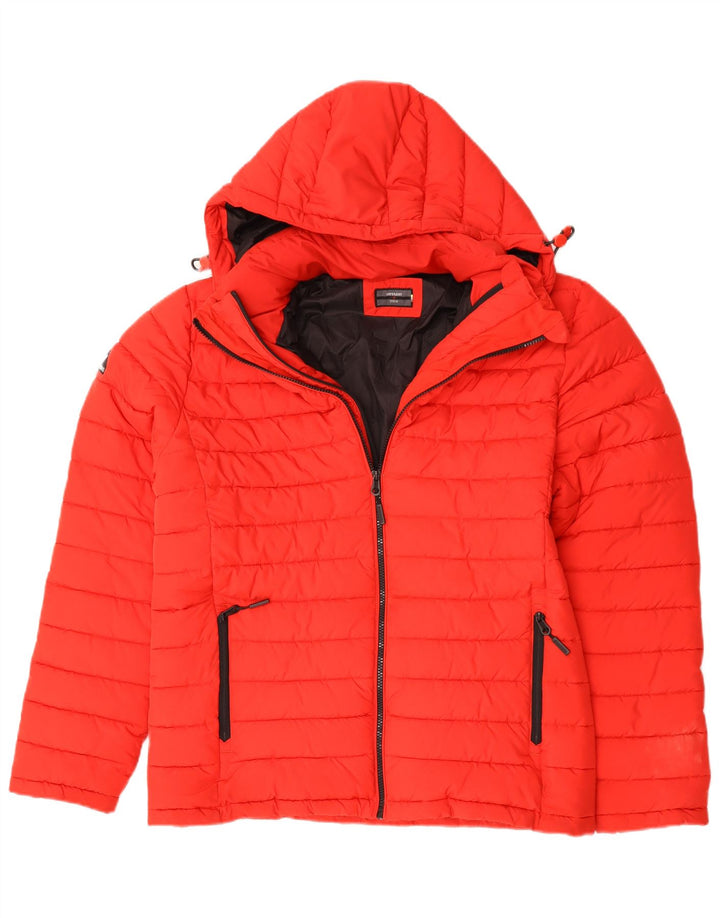 Superdry Herren-Jacke mit Kapuze, gepolstert, UK 40, Größe L, Rot, Polyester