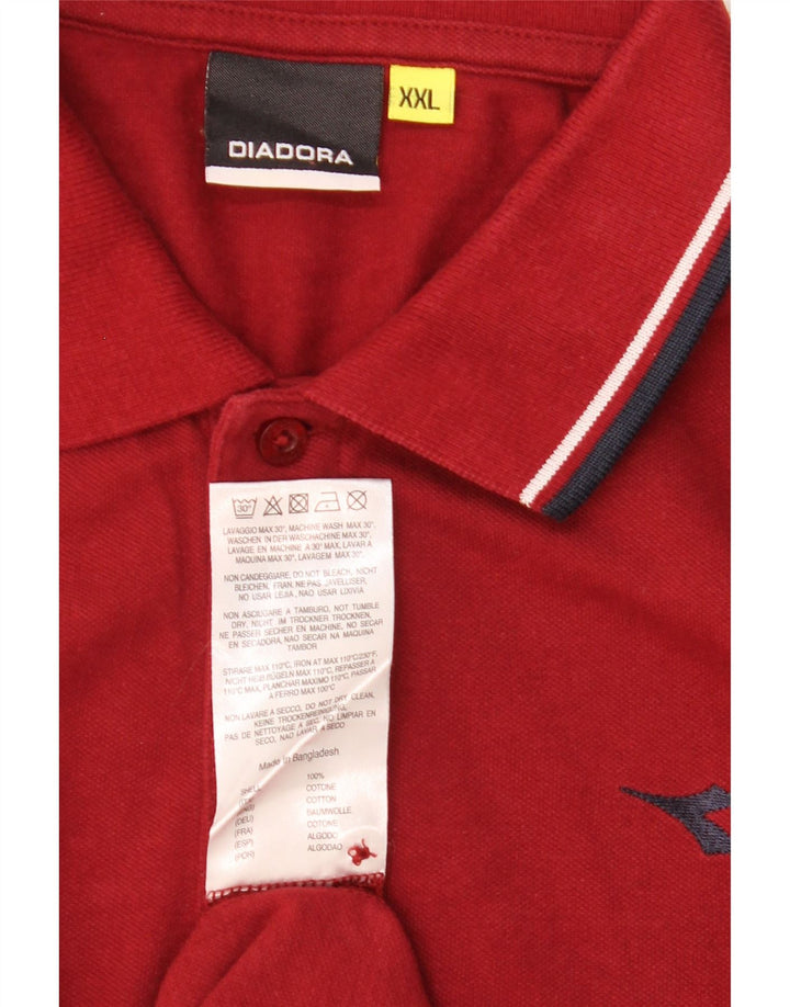 DIADORA Mens Polo Shirt 2XL Maroon Cotton