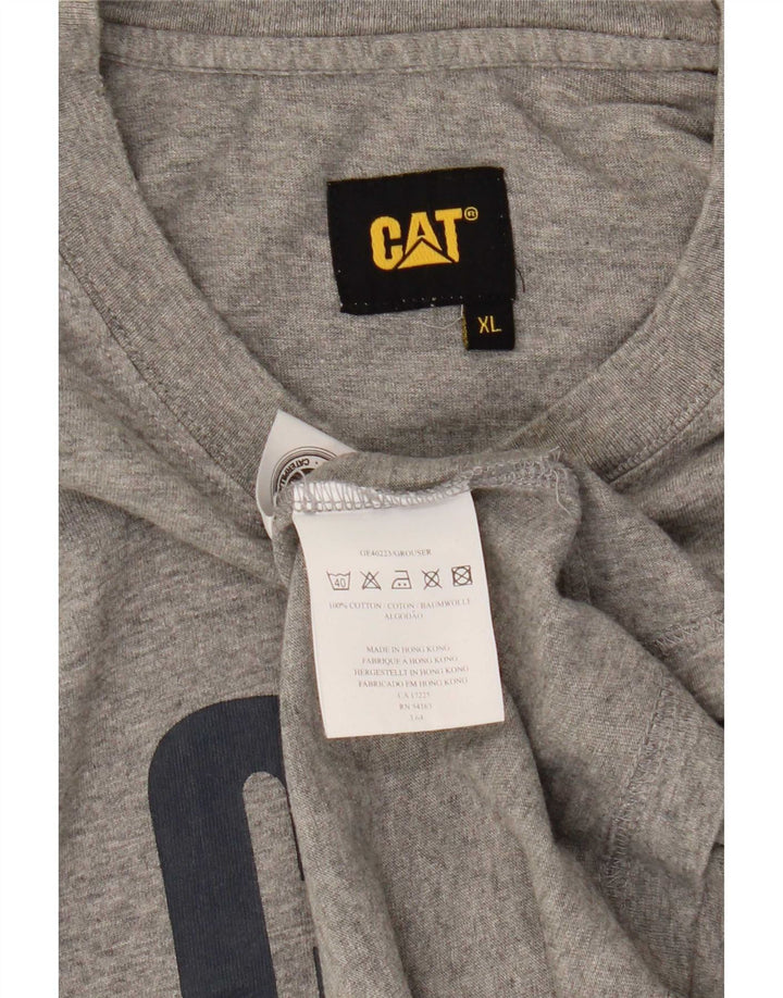 CAT Mens Graphic T-Shirt Top XL Grey Cotton