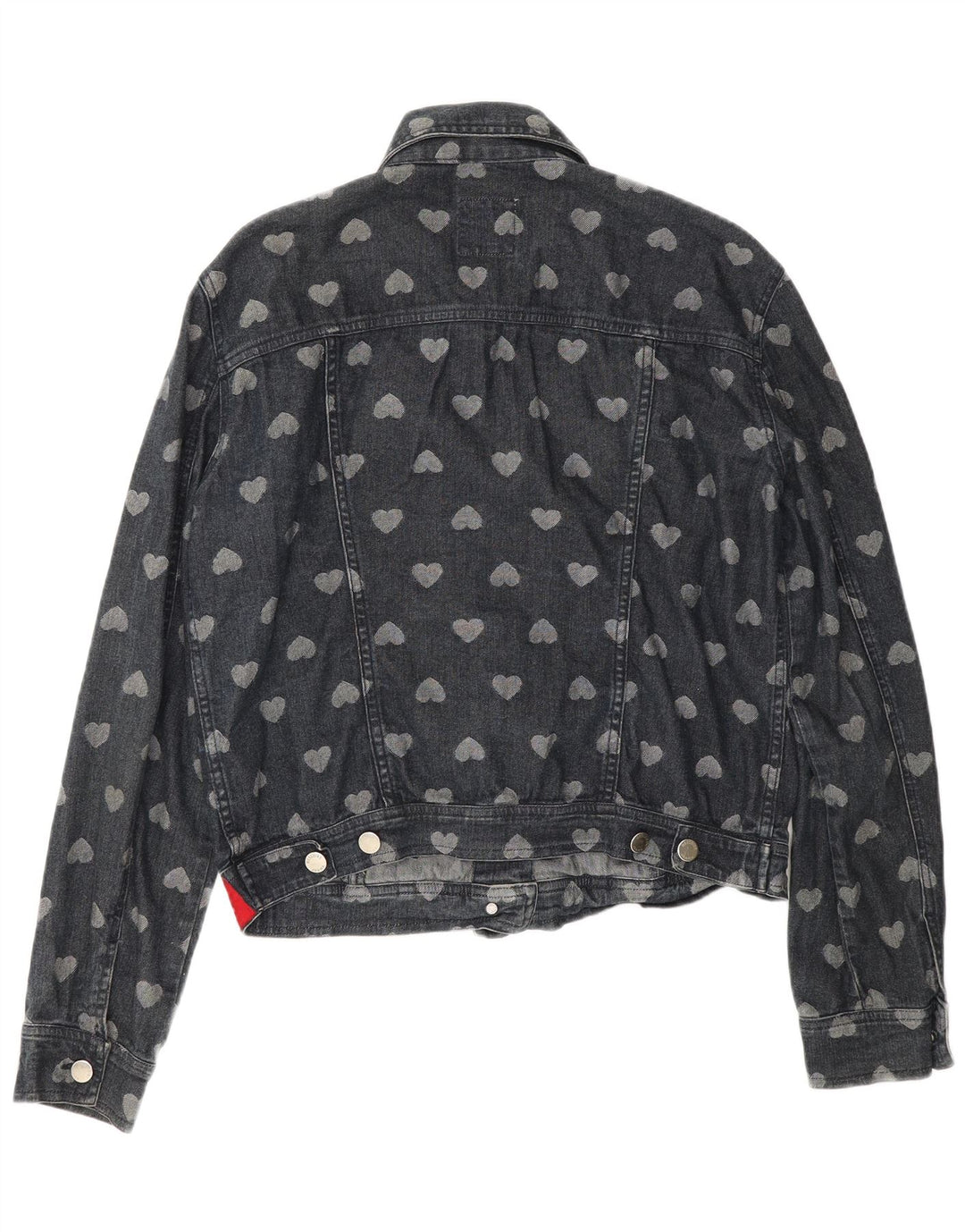 Jachetă de blugi cu modele pentru femei Moschino UK 12 Medium Bluemarin Bumbac Heart