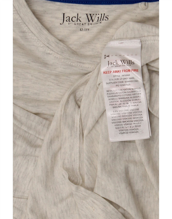 Jack Wills Boys Graphic Top Long Sleeve 12-13 Years Grey Cotton