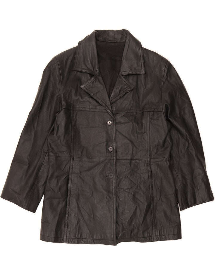 VINTAGE Womens Leather Jacket EU 50 2XL Black Leather Vintage Vintage and Second-Hand Vintage from Messina Hembry 