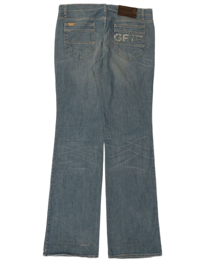 Gianfranco Ferre Womens Graphic Bootcut Jeans W31 L35 Blue Cotton