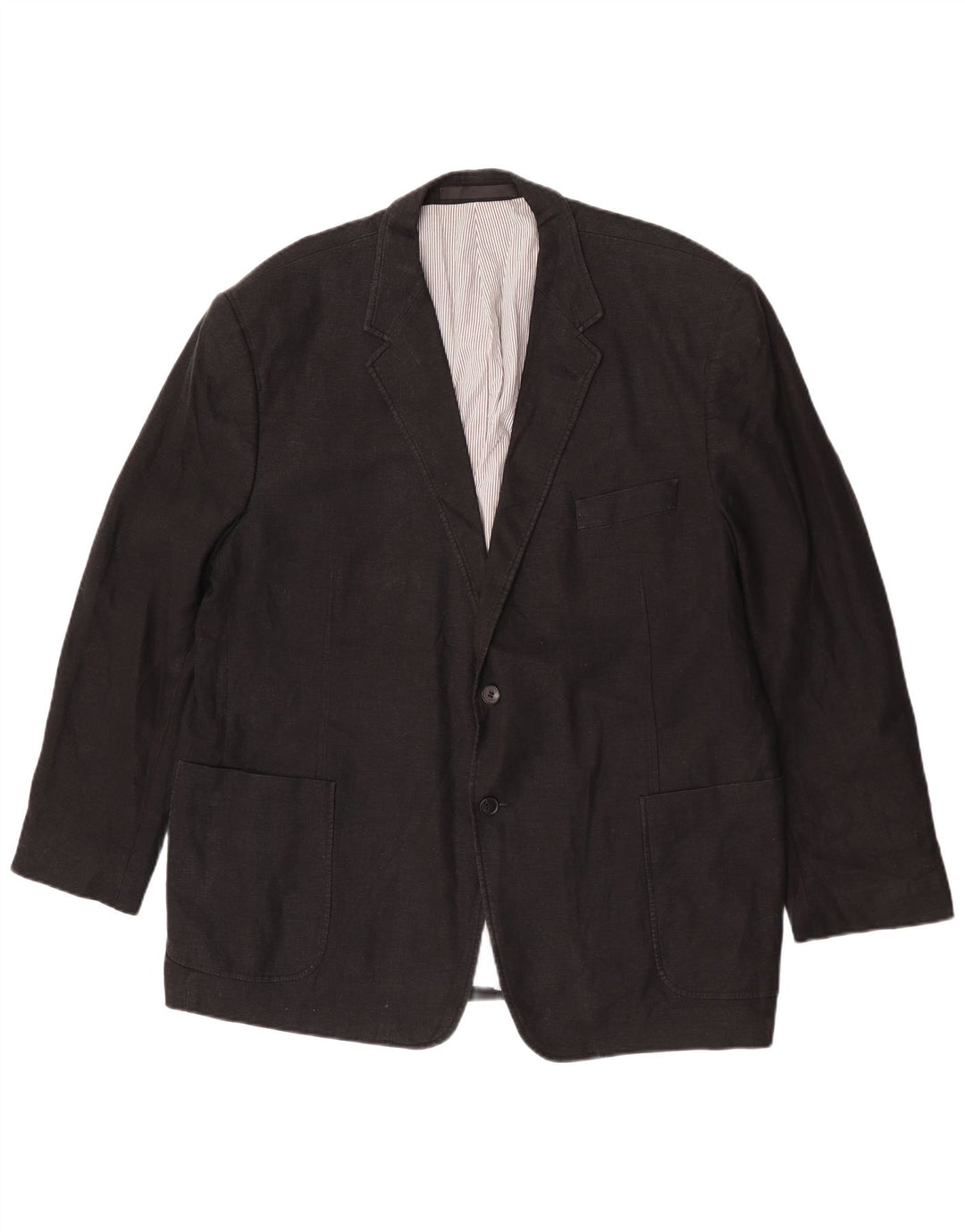 Marks & Spencer Mens 2 Button Blazer Jacket UK 48 2XL Black Linen