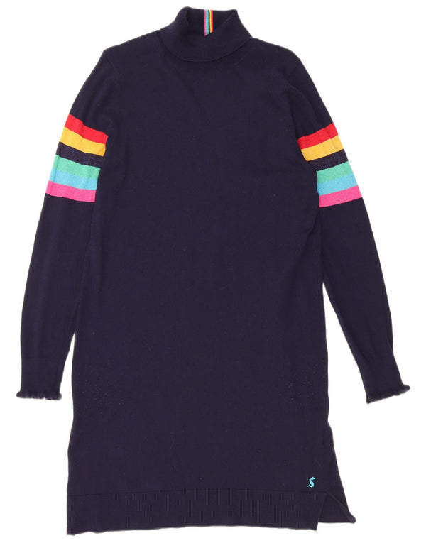 Joules Dame Roll Neck Jumper Dress UK 10 Small Navy Blue Striped