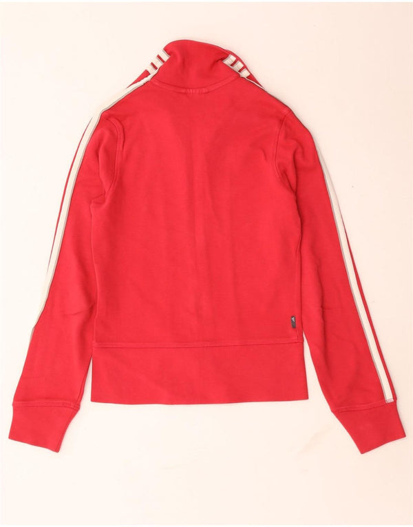 Adidas Mujer Chándal Top Chaqueta Reino Unido 8 Pequeño Algodón Rojo