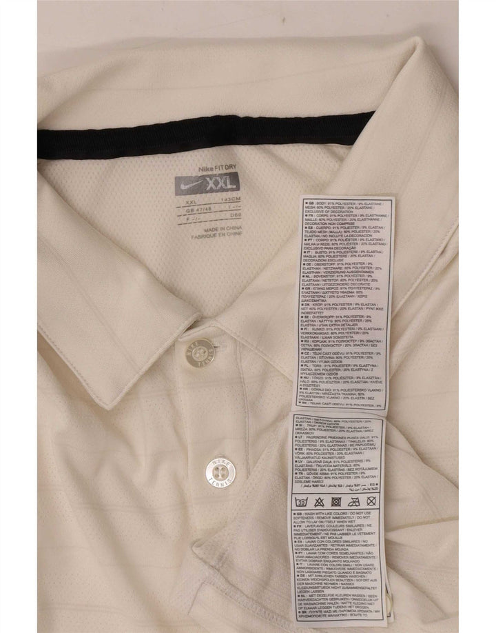 Nike Mens Polo Shirt UK 47/48 2XL White Striped Polyester