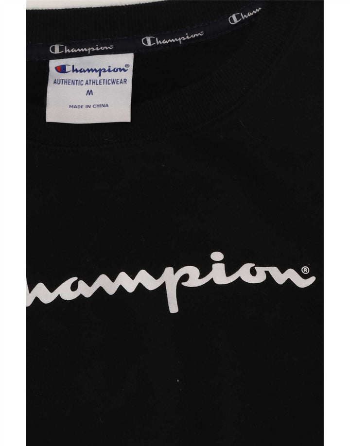 Champion Womens Graphic Sweatshirt Jumper UK 14 Medium Black Cotton