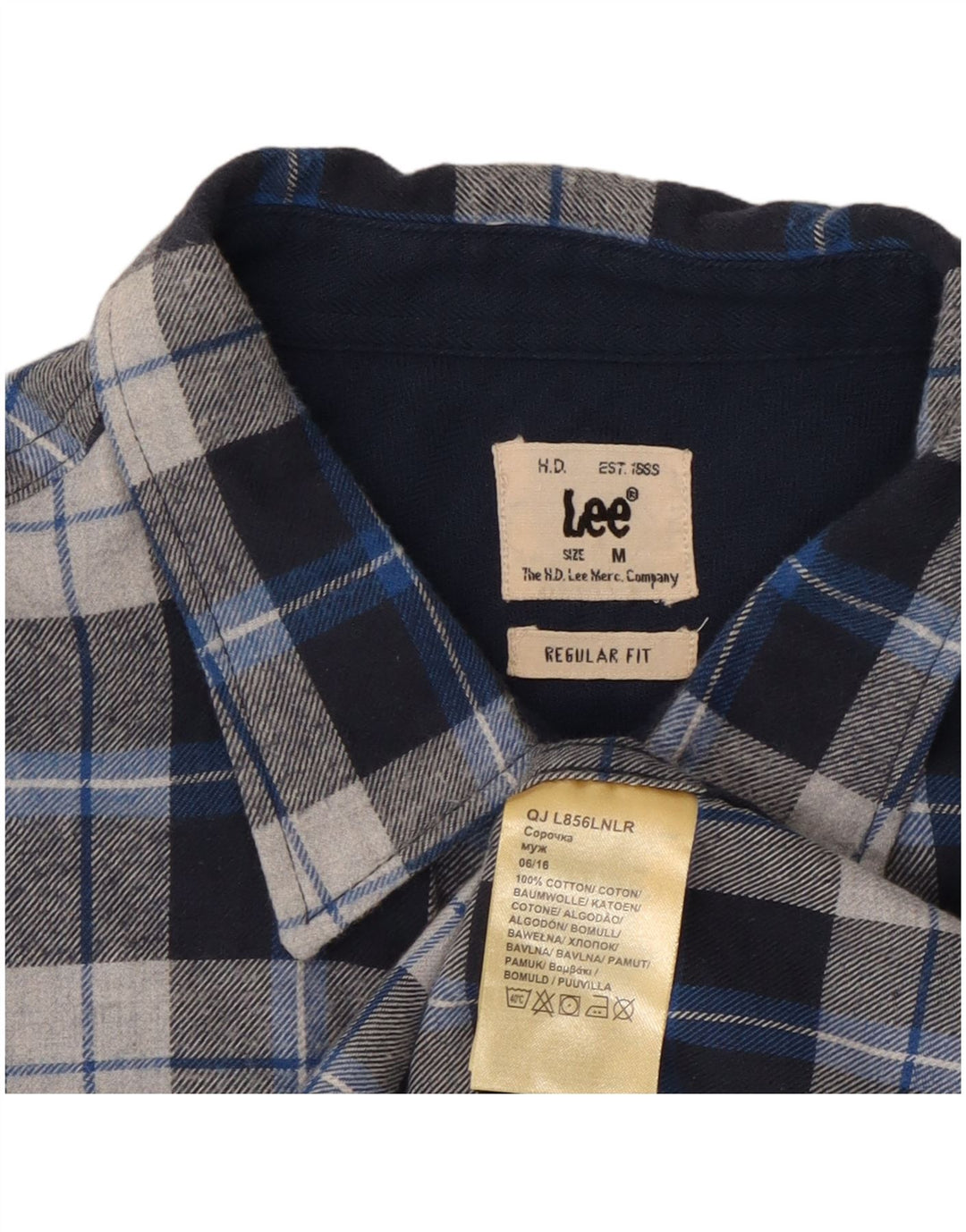 Lee Mens Regular Fit Flannel Shirt Medium Blue Check Cotton