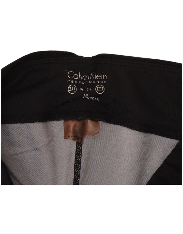 Calvin Klein Dame Capri Leggings UK 12 Medium Sort Stribet Nylon