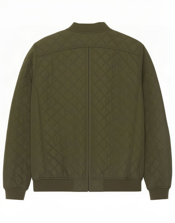 Jaqueta acolchoada masculina Zara UK 42 XL verde poliéster