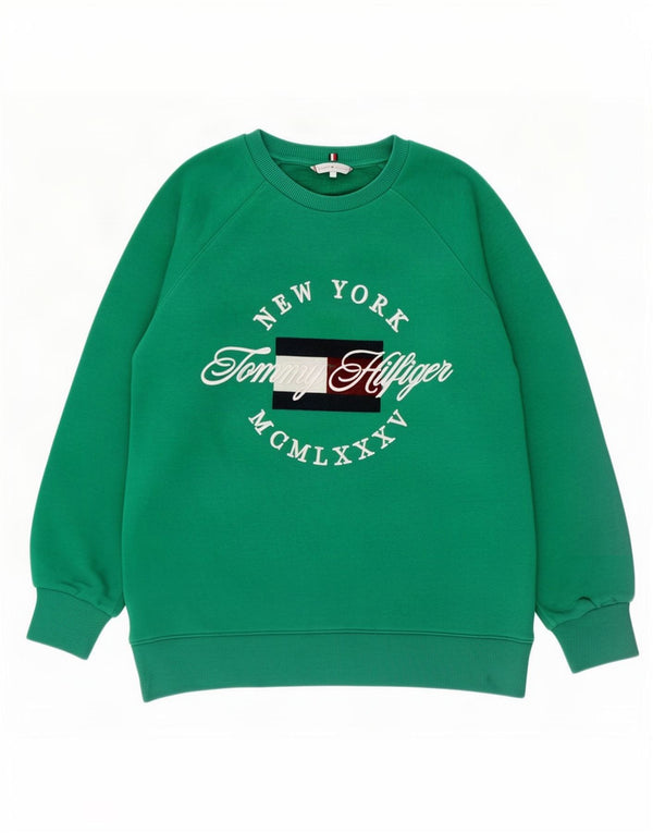 Tommy Hilfiger Mens Graphic Sweatshirt Jumper Small Green Cotton