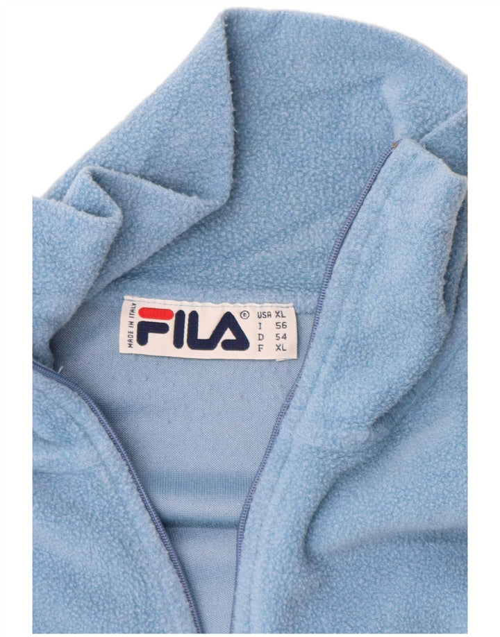 FILA Mens Zip Neck Fleece Jumper XL Blue Polyester