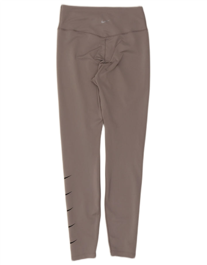 Nike Damen Dri Fit Graphic Leggings UK 12 Mittelgraues Polyester