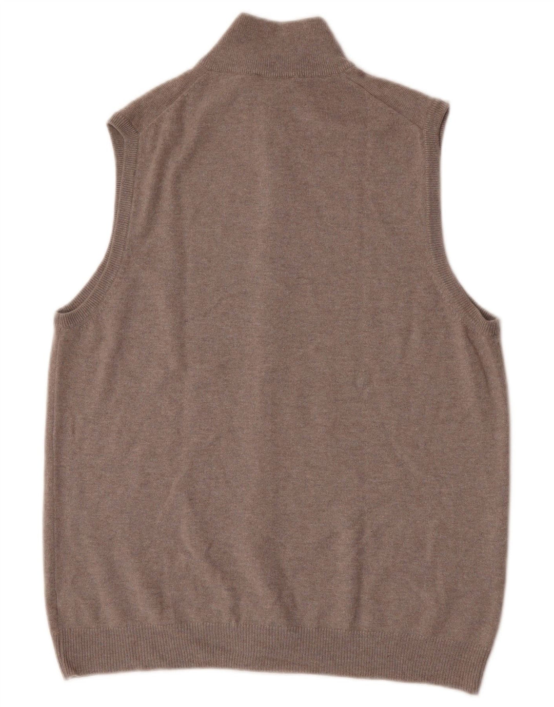 Maglione cardigan senza maniche vintage da uomo in lana grigio medio