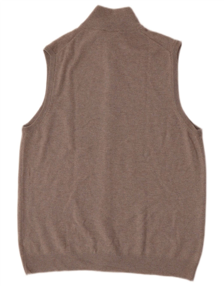 Maglione cardigan senza maniche vintage da uomo in lana grigio medio