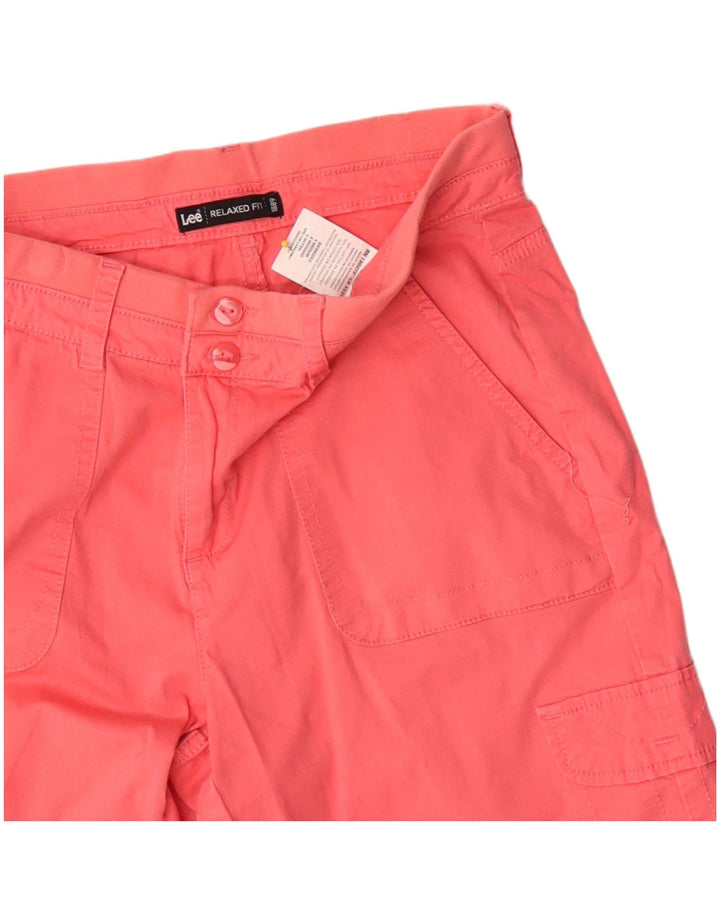 Lee Womens Relaxed Fit Cargo Shorts US 6 Medium W30 Rote Baumwolle
