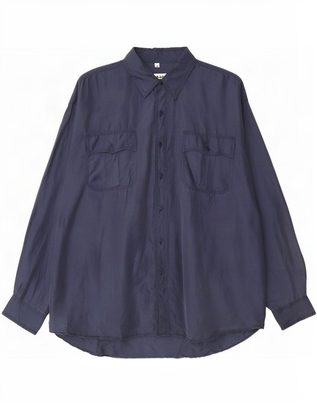 Camicia vintage da uomo XL in seta blu navy