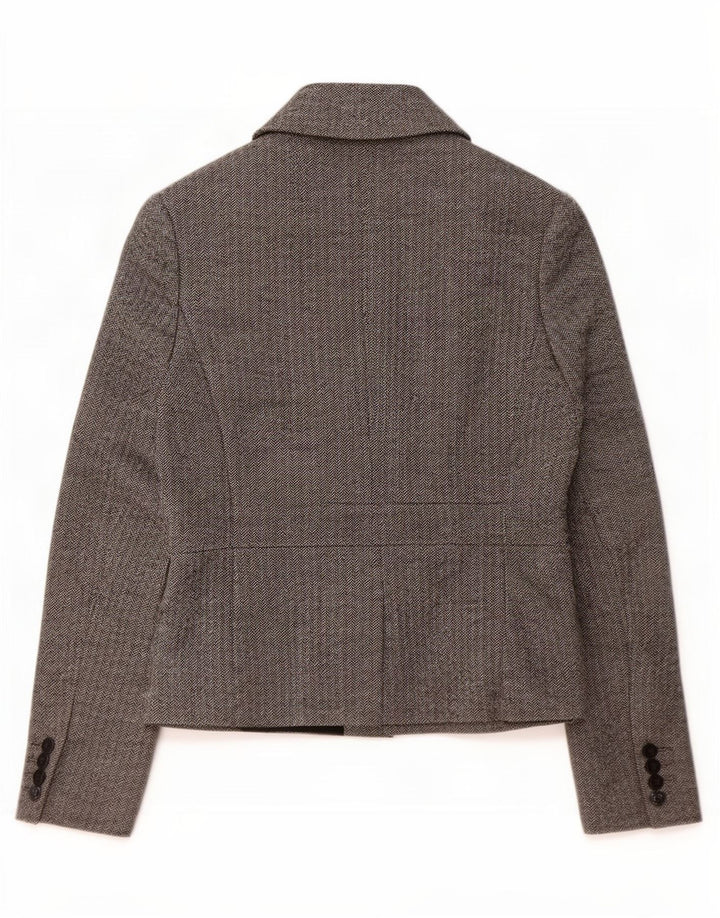 Hobbs Womens 3 Button Blazer Jacket UK 14 Large Grey Herringbone