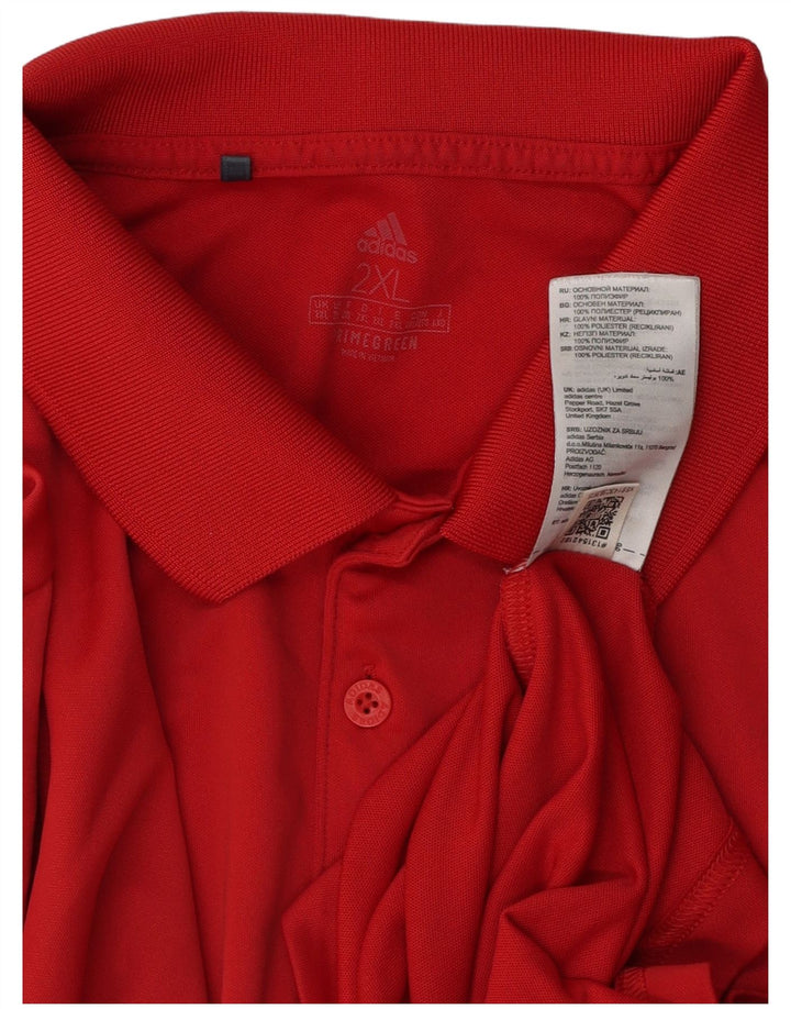 ADIDAS Mens Polo Shirt 2XL Red Polyester