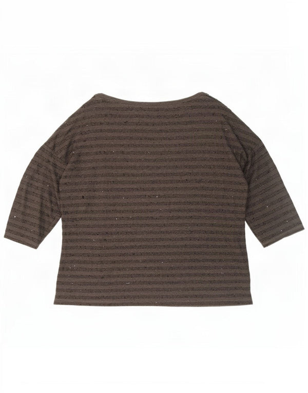 Top Zara da donna con maniche a 3/4 UK 20 2XL Poliestere a righe grigie
