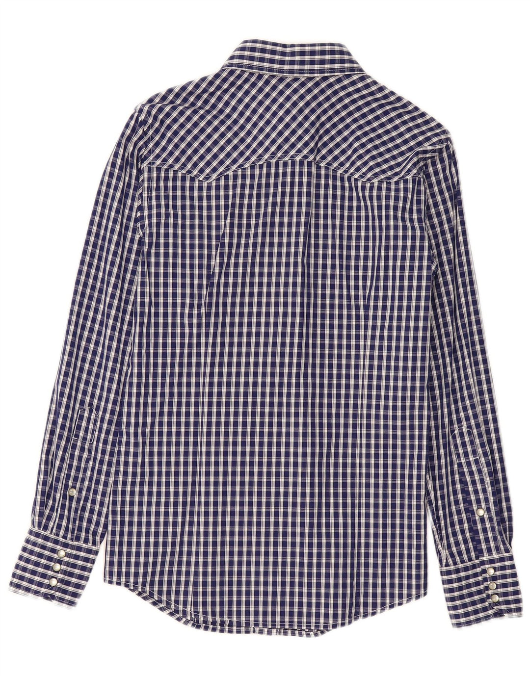 Benetton Mens Shirt Small Navy Blue Check