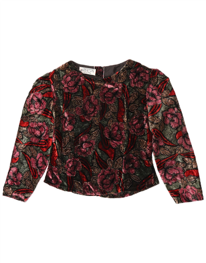 Vintage Womens Long Sleeve Blouse Top UK 14 Medium Multicoloured Floral