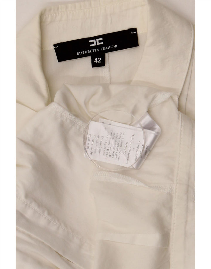 ELISABETTA FRANCHI Womens Sleeveless Shirt Blouse IT 42 Medium White