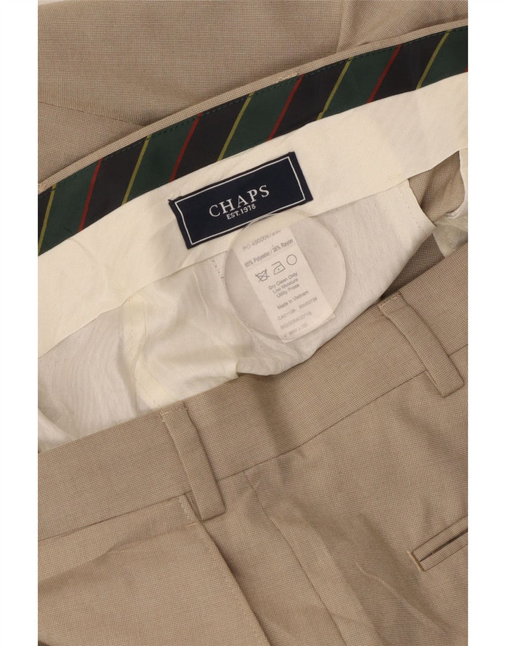 CHAPS Mens Straight Suit Trousers W36 L32 Beige Polyester