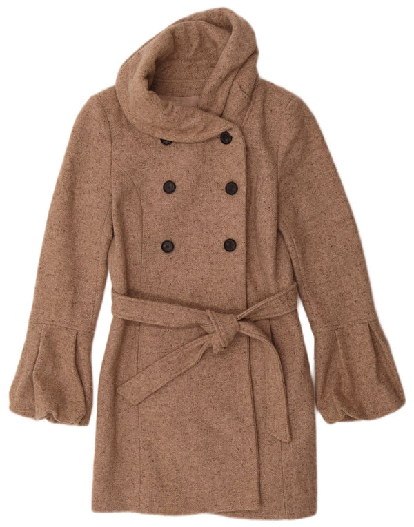 Zara Mujer Abrigo Cruzado UK 42 Medio Beige Moteado