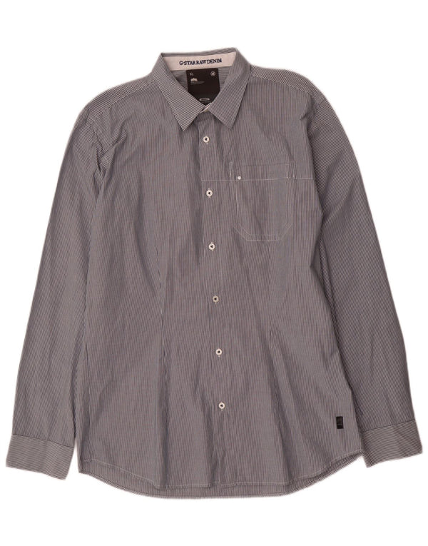 Camisa masculina G-Star XL algodão listrado azul marinho