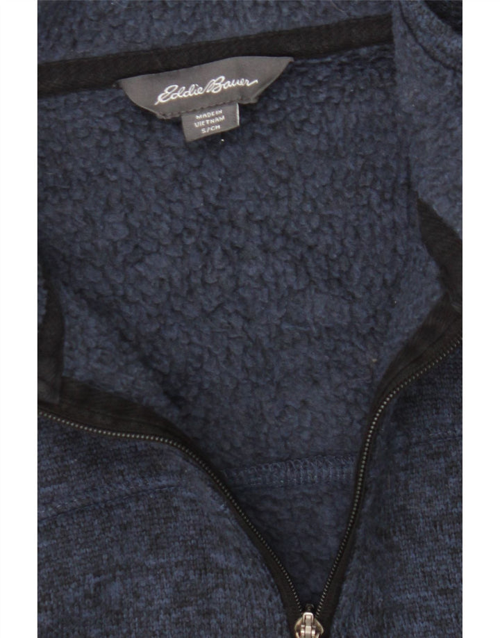 EDDIE BAUER Mens Zip Neck Sweatshirt Jumper Small Navy Blue Flecked Vintage Eddie Bauer and Second-Hand Eddie Bauer from Messina Hembry 