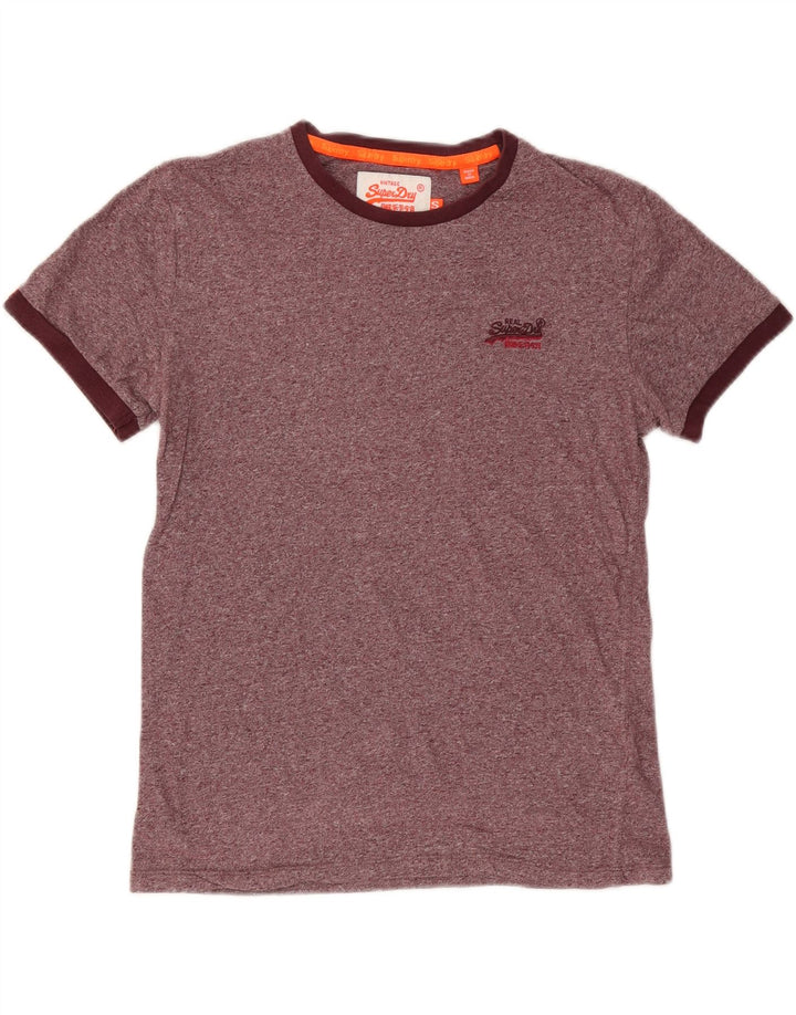 SUPERDRY Mens T-Shirt Top Small Maroon Flecked Cotton