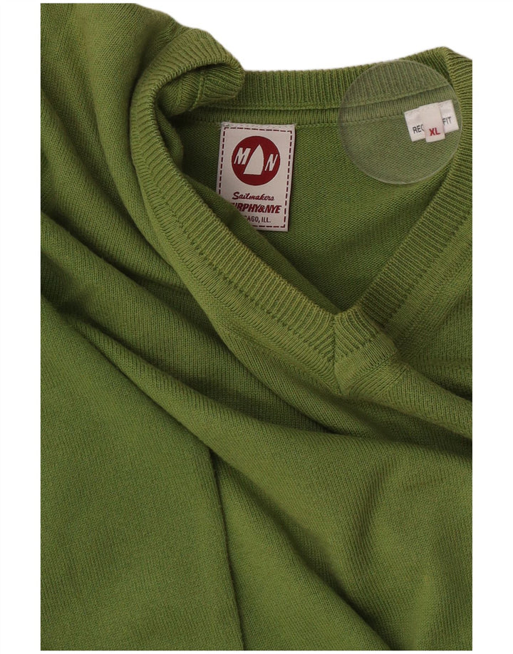 Murphy & Nye Mens Sailmakers Regular Fit V-Neck Jumper Sweater XL Green