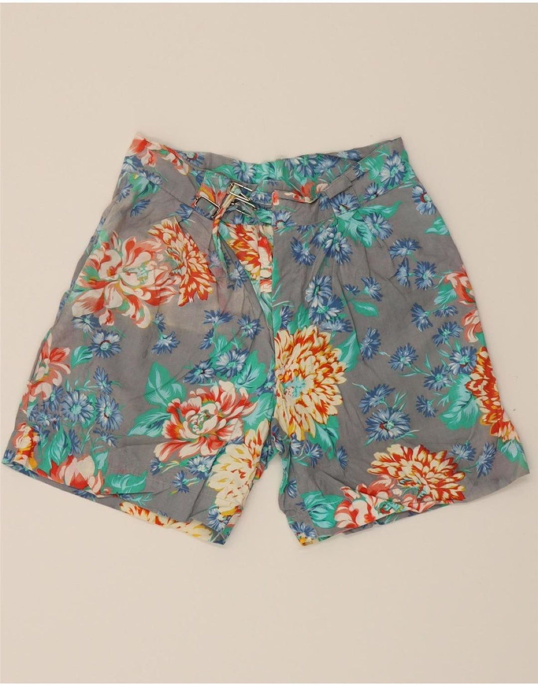 VINTAGE Womens Chino Shorts Medium W28  Grey Floral Cotton Vintage Vintage and Second-Hand Vintage from Messina Hembry 